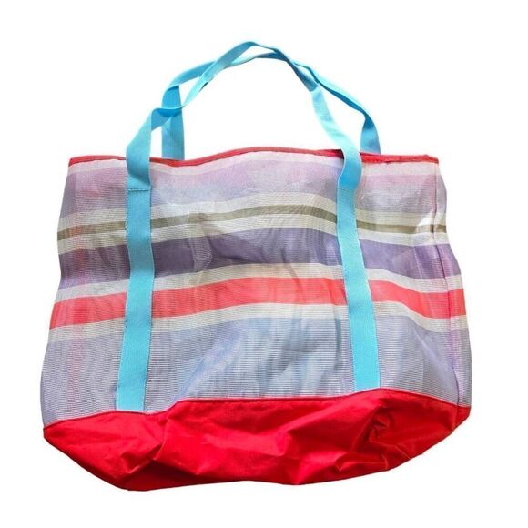 Mickey Mouse Striped Mesh Tote Disney Store Large Beach - Picture 4 of 8